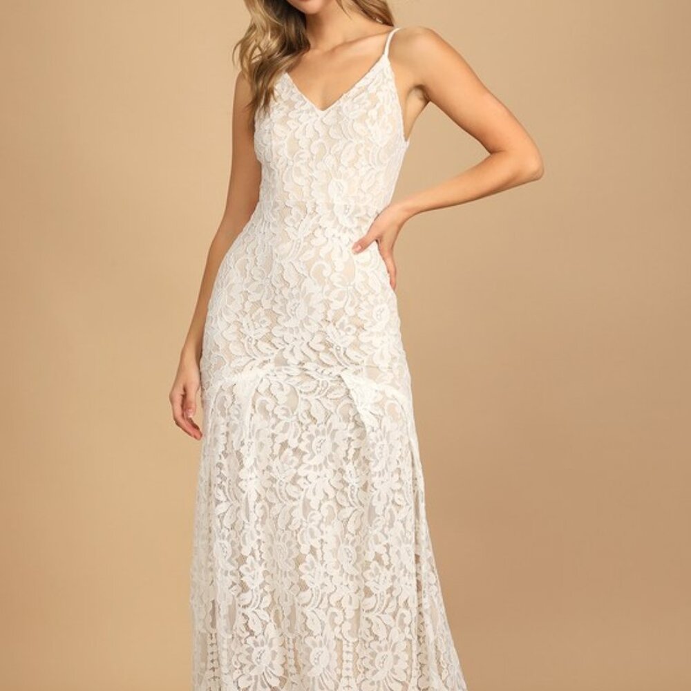 Lulus Flynn White Lace Maxi Dress - Size XS
